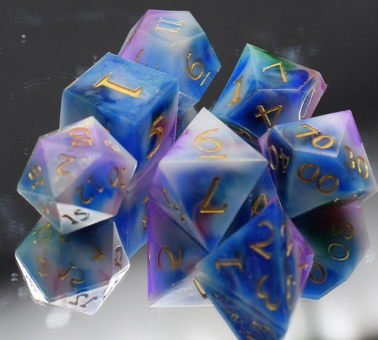 7pc Arcane Magic Sharp Edge Hand Made Dice