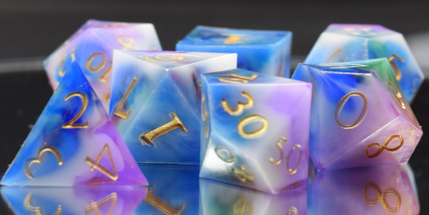 7pc Arcane Magic Sharp Edge Hand Made Dice