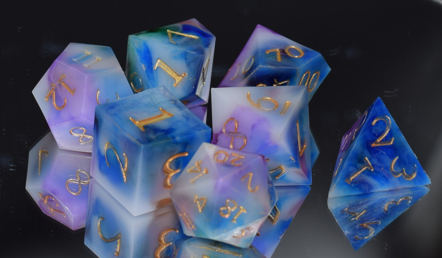 7pc Arcane Magic Sharp Edge Hand Made Dice