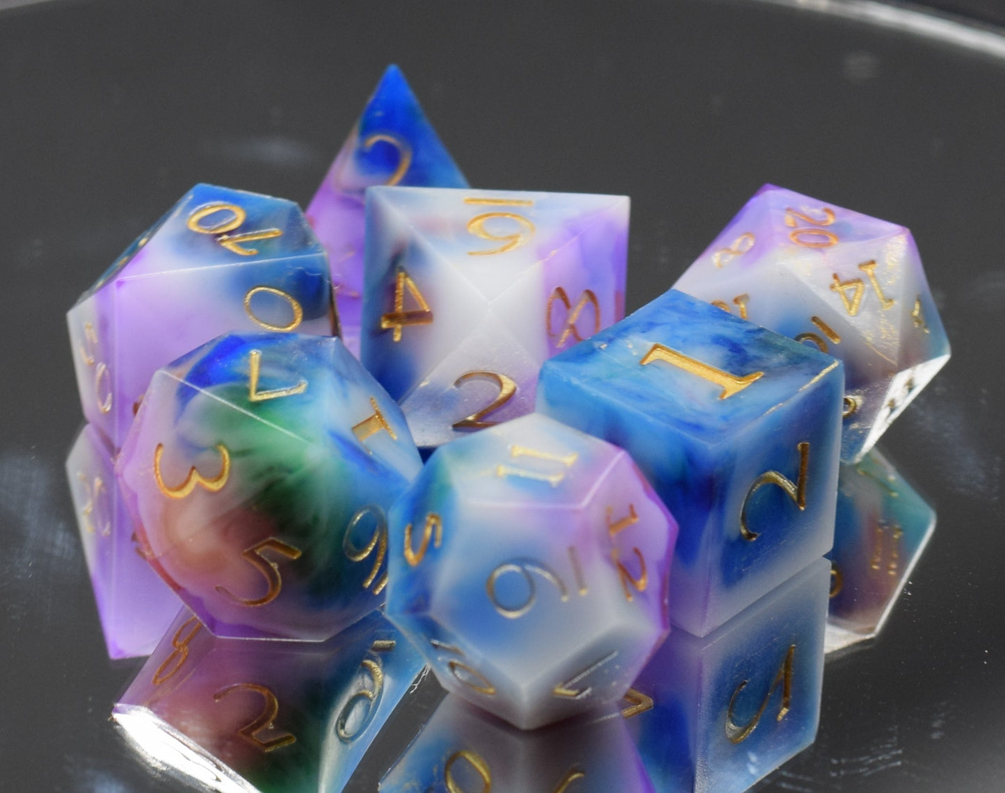 7pc Arcane Magic Sharp Edge Hand Made Dice