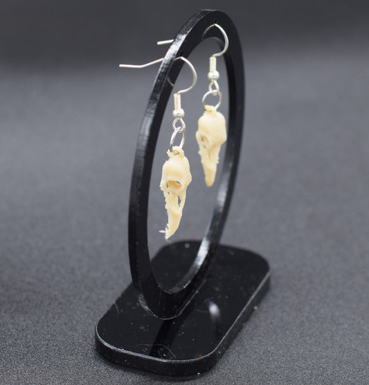 Bone Raven Skull Earrings