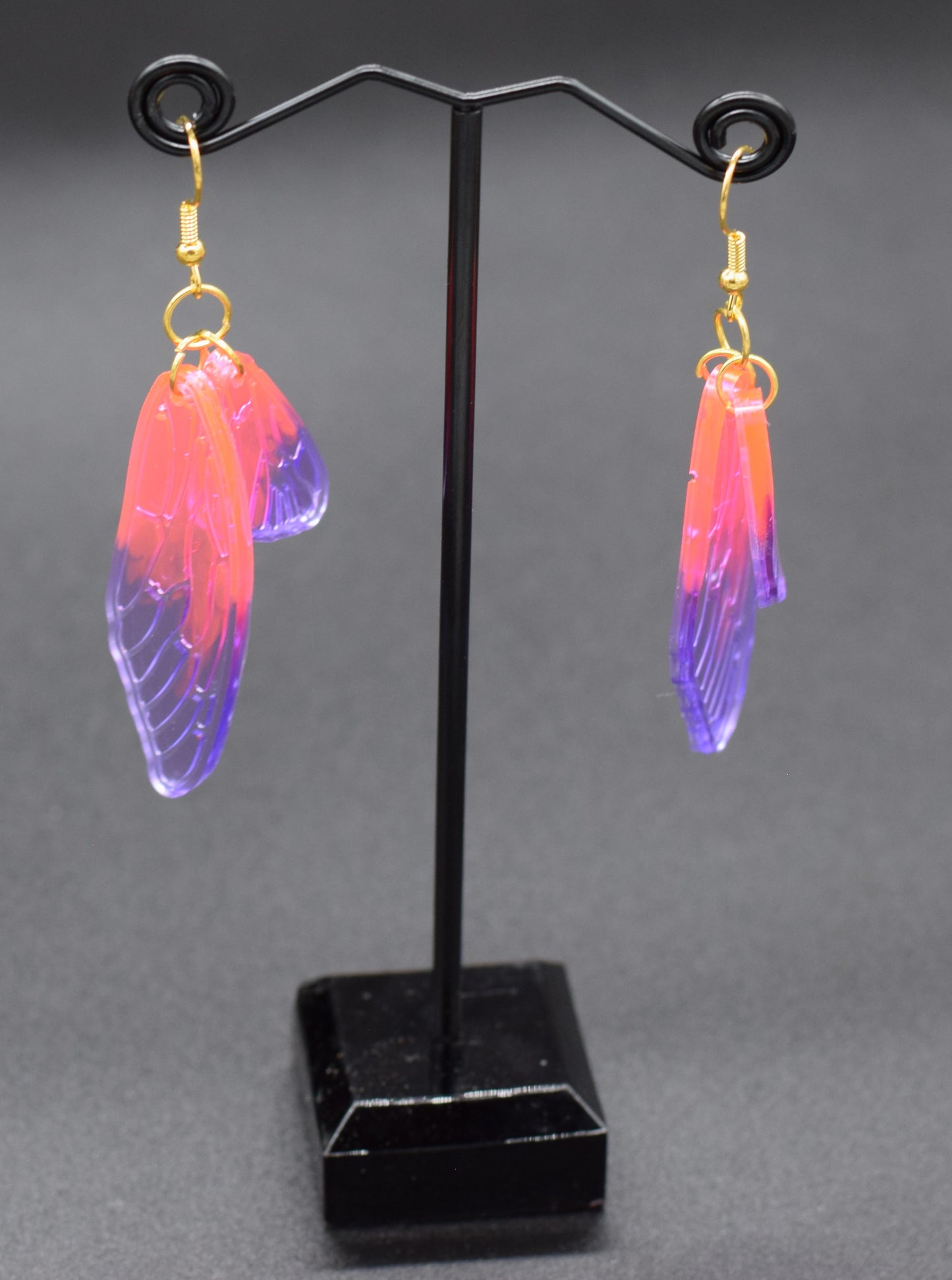 Fae Wings Resin Earrings in Pink and Purple