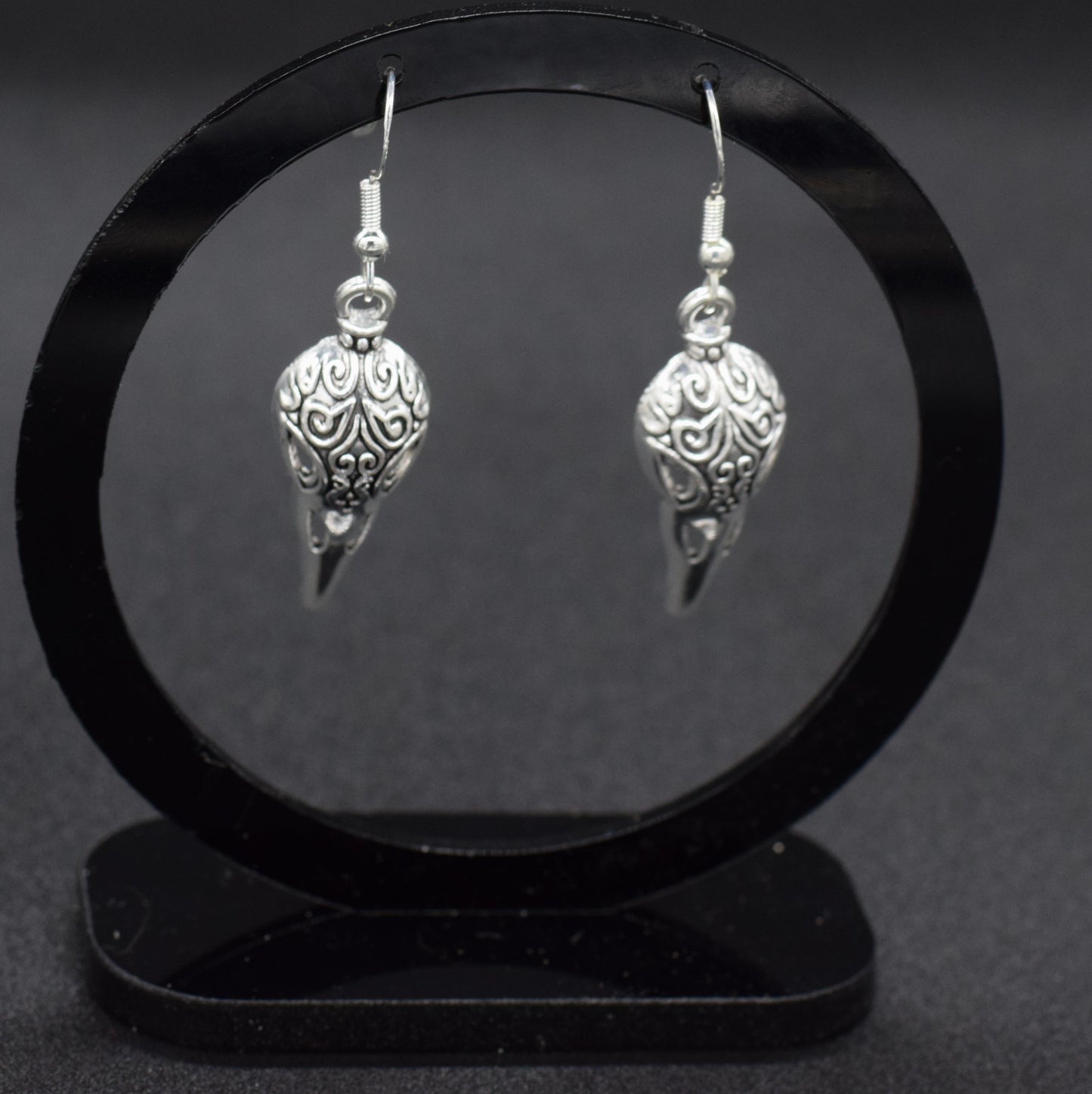 Metal Raven Skull Earrings